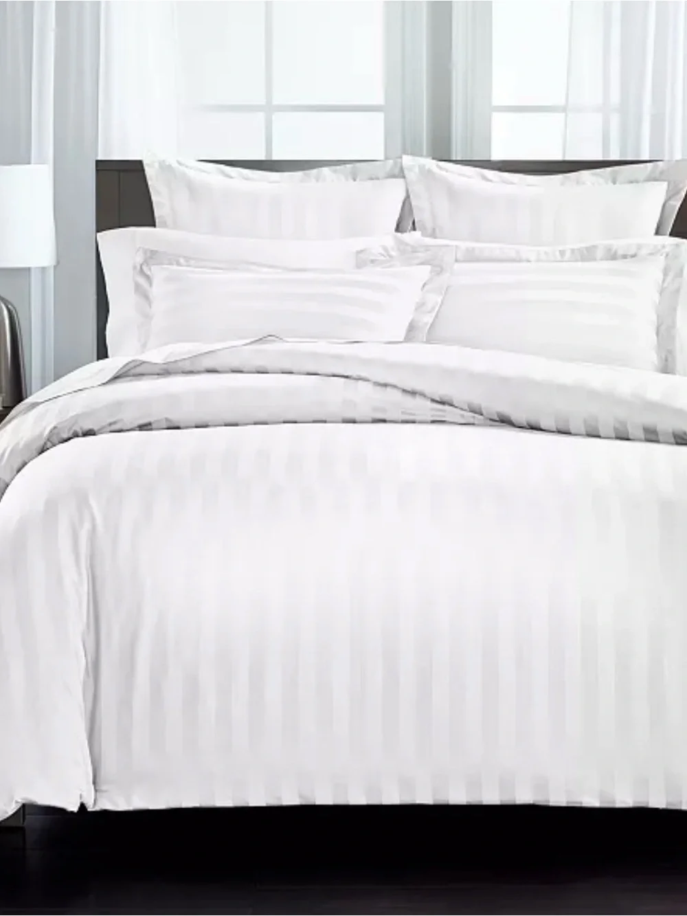 Charter Club White Damask 100% Cotton Count Duvet Cover Set - Retail $250